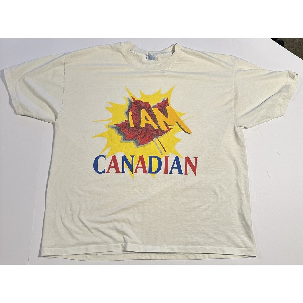 Vintage “I Am Canadian” T-shirt Single Stitch Haynes Heavyweight 50/50 Tag XL